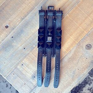 NWOT Karl Lagerfeld black pyramid studded watch